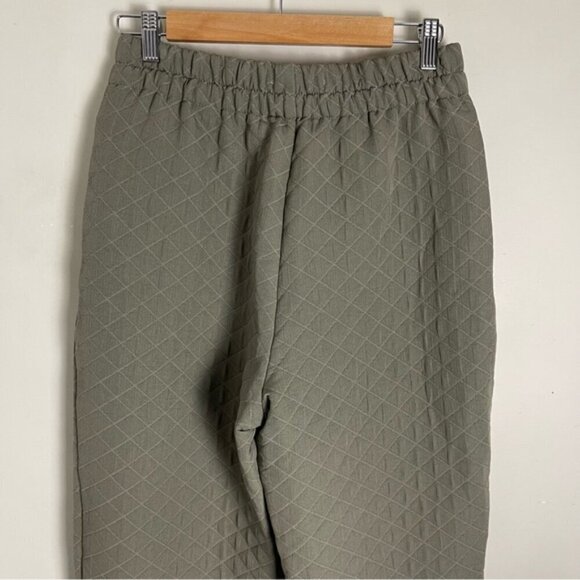 Zara women’s khaki green quilted high rise pull on trouser pants size medium - Picture 6 of 16
